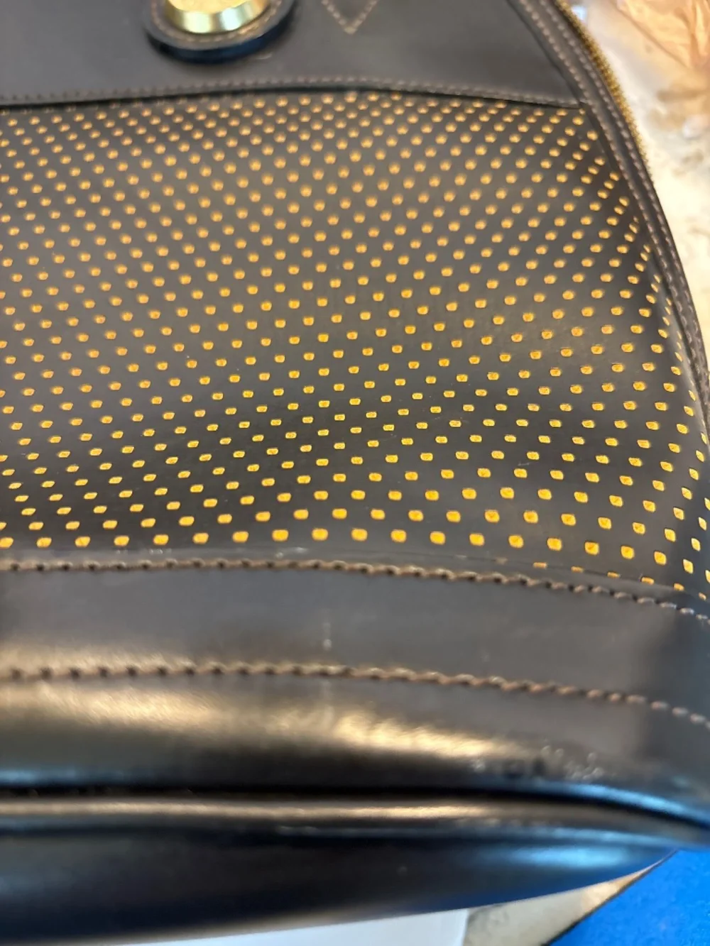 Dooney & Bourke Black Perforated Leather Cabriolet Dome  Satchel Handbag